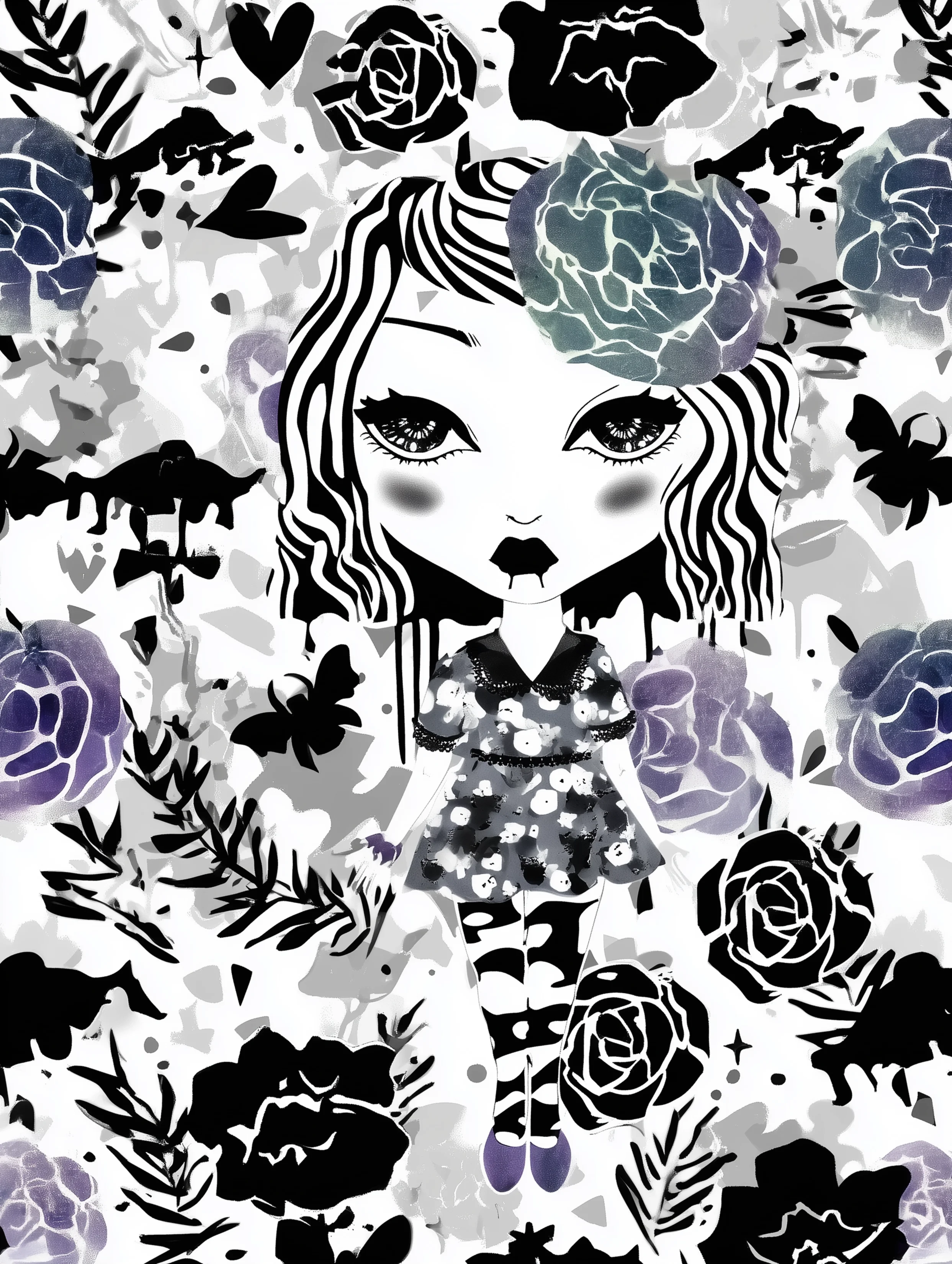 Free printable vampire coloring page for adults featuring a standing vampire girl